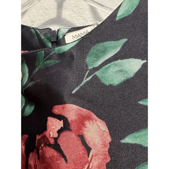 Mama Luma Girls Size 3 4 Black Floral Print Dress Bow Wedding Lacivert Party - Picture 9 of 11